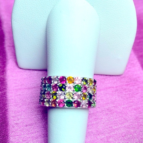 2.86ctw Round Multi Tourmaline Ring - Picture 7 of 13